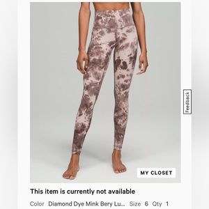 Lululemon align diamond sky mink berry size 6 leggings *rare color* EUC